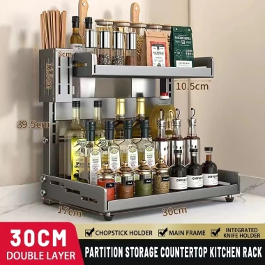 Kệ đựng gia vị AetheraHome - Thép carbon, 2/3 tầng, độ cao điều chỉnh, 50x16x54cm 9