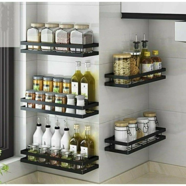 Kệ Đựng Gia Vị Dán Tường Nhà Bếp Khung Sắt Sơn Tĩnh Điện GS04 - Giá 34.000, Gọn Gàng, Tiết Kiệm Không Gian