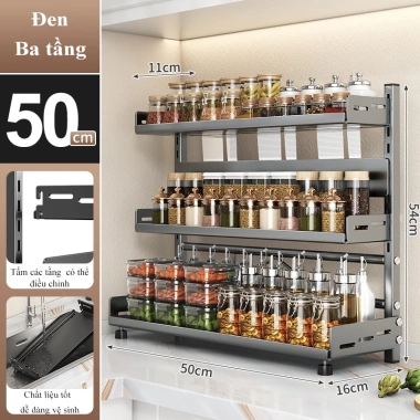 Kệ đựng gia vị HOMELOVE thép carbon chống gỉ sét, tiện dụng, giúp bếp gọn gàng