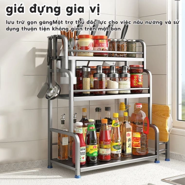 Kệ Đựng Gia Vị Inox 304 Cao Cấp 2 & 3 Tầng Không Gỉ - Giá Ưu Đãi 290.000 VND - Bảo Hành 2 Năm 2