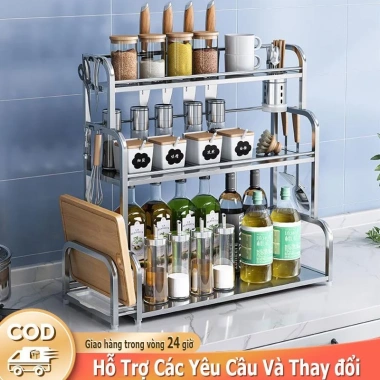 Kệ Đựng Gia Vị Inox 304 Nhiều Tầng - Thiết Kế Nhỏ Gọn, Giá 175k Giảm Đặc Biệt 3