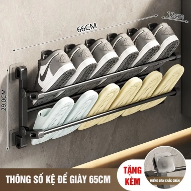 Kệ Đựng Giày Dép Gắn Tường 2 Tầng Gấp Gọn Đa Năng - Tiết Kiệm Không Gian, Chịu Lực Lớn, Giá 76.000đ 8