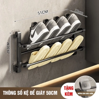 Kệ Đựng Giày Dép Gắn Tường 2 Tầng Gấp Gọn Đa Năng - Tiết Kiệm Không Gian, Chịu Lực Lớn, Giá 76.000đ 9