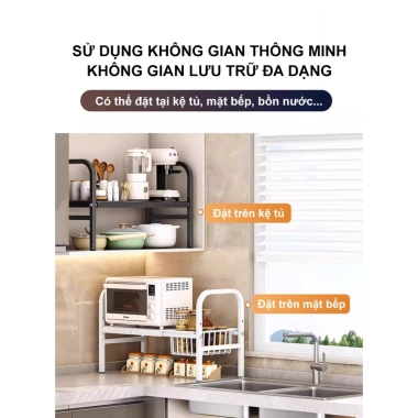 Kệ Gầm Bếp Đa Năng 52-88cm Điều Chỉnh, 1/2 Tầng Có Giỏ, Dùng Bồn Rửa - 259.000 VND 2