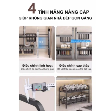 Kệ Gầm Bếp Đa Năng 52-88cm Điều Chỉnh, 1/2 Tầng Có Giỏ, Dùng Bồn Rửa - 259.000 VND 8