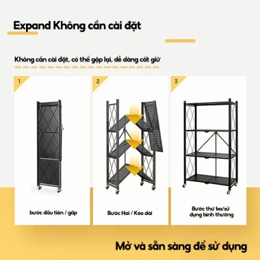 Kệ gấp gọn 3-5 tầng đa năng cho nhà bếp, có bánh xe, để lò vi sóng - Giá ưu đãi 369.000đ 3
