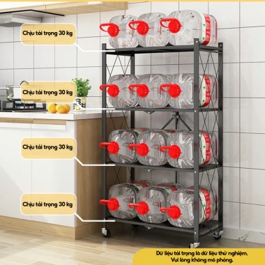 Kệ gấp gọn 3-5 tầng đa năng cho nhà bếp, có bánh xe, để lò vi sóng - Giá ưu đãi 369.000đ 5