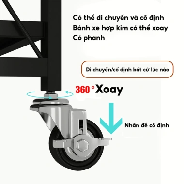 Kệ gấp gọn 3-5 tầng đa năng cho nhà bếp, có bánh xe, để lò vi sóng - Giá ưu đãi 369.000đ 8