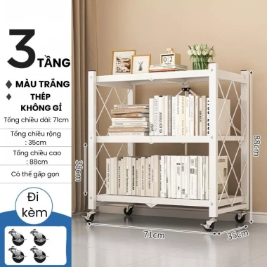 Kệ Gấp Gọn 3-5 Tầng GADI Không Lắp Ráp, Bánh Xe Di Chuyển, Chịu Lực, Kệ Bếp Kho 505k 2
