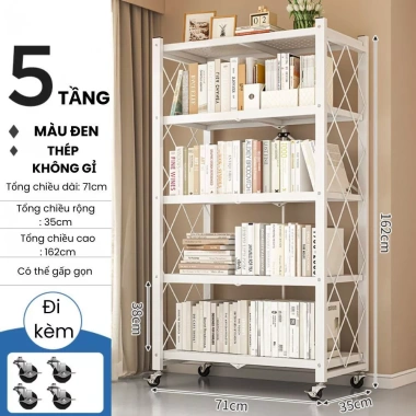 Kệ Gấp Gọn 3-5 Tầng GADI Không Lắp Ráp, Bánh Xe Di Chuyển, Chịu Lực, Kệ Bếp Kho 505k 8