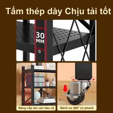Kệ Gấp Gọn Bánh Xe Sơn Tĩnh Điện - Rack Đa Năng Để Đồ Tiện Lợi Giá 249k 6 Kệ Gấp Gọn Bánh Xe Sơn Tĩnh Điện - Rack Đa Năng Để Đồ Tiện Lợi Giá 249k 6