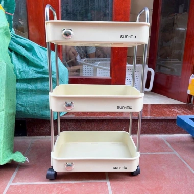Kệ Gấu 3 Tầng Đa Năng Inox Dễ Thương, Có Bánh Xe và Tay Cầm Di Chuyển Giá 69.999 9