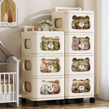 Kệ Gấu Đa Năng Bánh Xe 3-5 Tầng - Tủ Nhựa Lưu Trữ Đồ Bé, Bỉm Sữa Giá 259k 2