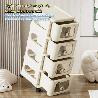 Kệ Gấu Đa Năng Bánh Xe 3-5 Tầng - Tủ Nhựa Lưu Trữ Đồ Bé, Bỉm Sữa Giá 259k 5