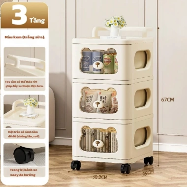 Kệ Gấu Đa Năng Bánh Xe 3-5 Tầng - Tủ Nhựa Lưu Trữ Đồ Bé, Bỉm Sữa Giá 259k 6