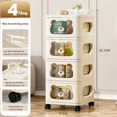 Kệ Gấu Đa Năng Bánh Xe 3-5 Tầng - Tủ Nhựa Lưu Trữ Đồ Bé, Bỉm Sữa Giá 259k 7