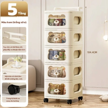 Kệ Gấu Đa Năng Bánh Xe 3-5 Tầng - Tủ Nhựa Lưu Trữ Đồ Bé, Bỉm Sữa Giá 259k 8