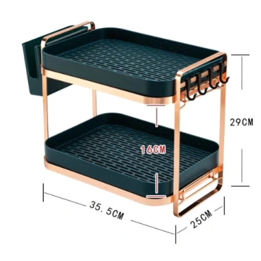 Kệ giá khay cốc chén INOX304 chống gỉ PP an toàn kèm ống đũa thìa & móc treo 425k 2