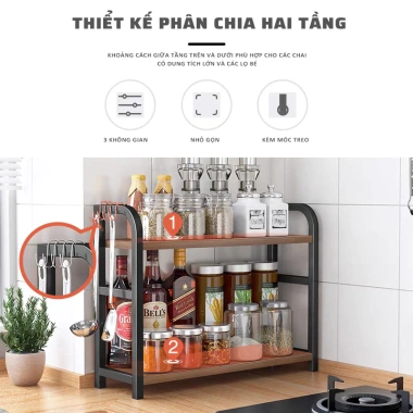 Kệ Gia Vị 2-3 Tầng Gỗ MDF Nhỏ Gọn Tiết Kiệm Không Gian - Giá 149.000đ