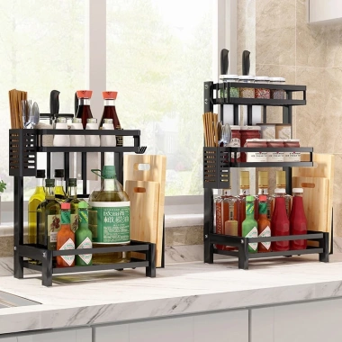 Kệ gia vị bếp đa năng 2-3 tầng MKS005 - cài dao, thớt, cắm đũa thìa muỗng, gọn gàng tiện lợi