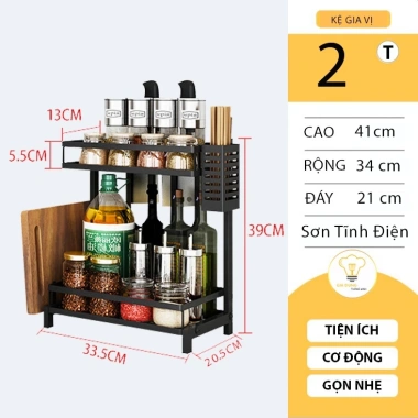 Kệ gia vị bếp đa năng 2-3 tầng MKS005 - cài dao, thớt, cắm đũa thìa muỗng, gọn gàng tiện lợi