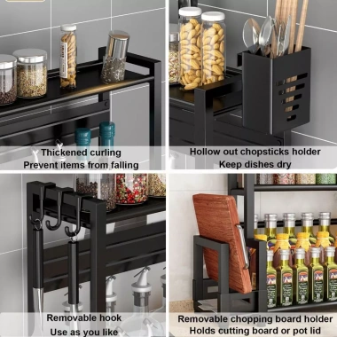 Kệ gia vị đa năng nhiều tầng kèm ống đũa, giá gác thớt tiện lợi, 159.000₫
