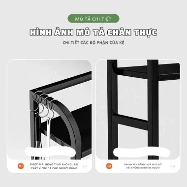 Kệ Gia Vị Để Bàn Nhà Bếp Gỗ Khung Sắt Sơn Tĩnh Điện Tiết Kiệm Không Gian 179k