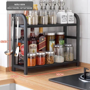 Kệ Gia Vị Để Bàn Nhà Bếp Gỗ Khung Sắt Sơn Tĩnh Điện Tiết Kiệm Không Gian 179k