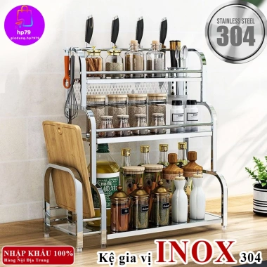 Kệ Gia Vị Inox 304 - Kệ Để Dao Thớt, Hũ Gia Vị, Dao Kéo, Ống Đũa - Tủ Nhà Bếp HP7.979 Giá ưu đãi 183.312₫