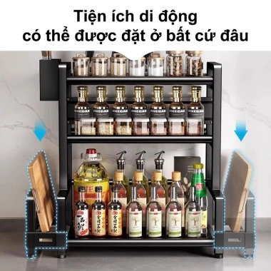 Kệ Gia Vị Inox Đa Năng, Ổn Định, Kèm Giá Thớt và Đũa - Giá 199k