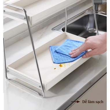 Kệ Gia Vị Inox + Thép Cacbon 33/43cm Có Móc - Kệ Bếp Dung Tích Lớn, Giá 310k