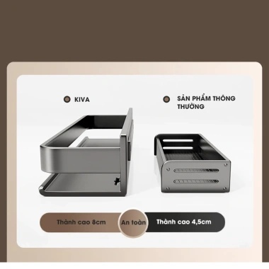 Kệ gia vị KIVA thép carbon – Dán/khoan tường, bảo hành 10 năm, chỉ 180.000đ