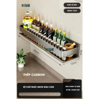 Kệ gia vị KIVA thép carbon – Dán/khoan tường, bảo hành 10 năm, chỉ 180.000đ 8 Kệ gia vị KIVA thép carbon – Dán/khoan tường, bảo hành 10 năm, chỉ 180.000đ 8