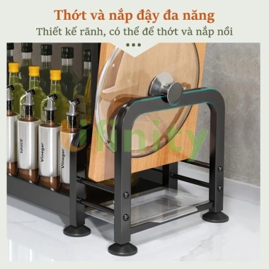 Kệ Gia Vị Lifinity Thép Cacbon Đen 2-3 Tầng 50cm - Công Suất Lớn, Đầy Đủ Phụ Kiện, Giá Ưu Đãi 160k