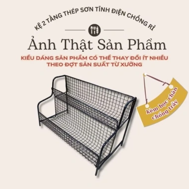 Kệ gia vị lưới 2 tầng để bàn bếp, thép sơn tĩnh điện chống rỉ, đa năng kệ mỹ phẩm, giá 100k 2 Kệ gia vị lưới 2 tầng để bàn bếp, thép sơn tĩnh điện chống rỉ, đa năng kệ mỹ phẩm, giá 100k 2