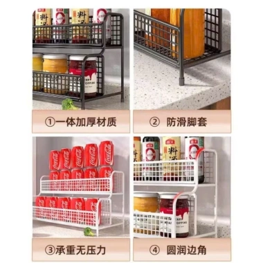 Kệ gia vị lưới 2 tầng để bàn bếp, thép sơn tĩnh điện chống rỉ, đa năng kệ mỹ phẩm, giá 100k