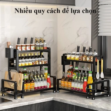 Kệ gia vị SHINNY thép carbon nhiều tầng, đựng chai lọ, vắt dao, thớt tiện dụng 270k
