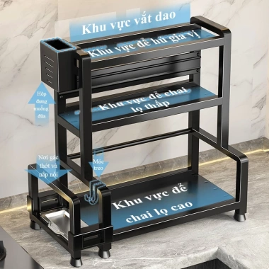 Kệ gia vị SHINNY thép carbon nhiều tầng, đựng chai lọ, vắt dao, thớt tiện dụng 270k 3 Kệ gia vị SHINNY thép carbon nhiều tầng, đựng chai lọ, vắt dao, thớt tiện dụng 270k 3