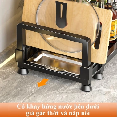 Kệ gia vị SHINNY thép carbon nhiều tầng, đựng chai lọ, vắt dao, thớt tiện dụng 270k