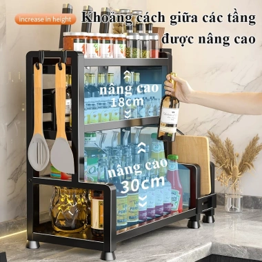 Kệ gia vị SHINNY thép carbon nhiều tầng, đựng chai lọ, vắt dao, thớt tiện dụng 270k