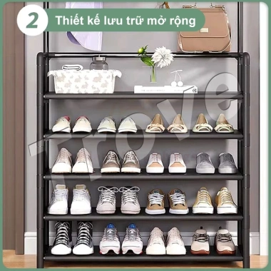 Kệ giày đa năng 5 tầng - Giá để giày, mũ, dép có móc treo, giảm giá 99.000₫