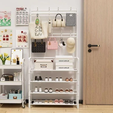 Kệ giày đa năng 5 tầng - Giá để giày, mũ, dép có móc treo, giảm giá 99.000₫