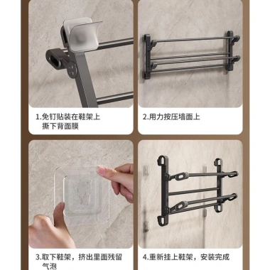 Kệ giày dép gắn tường thông minh, treo gấp gọn, tiết kiệm không gian, 59.000 VND 6