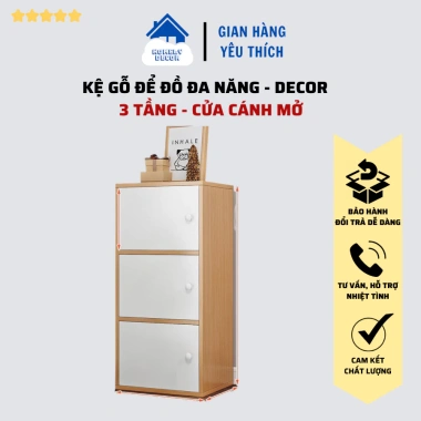 Kệ gỗ đa năng 3 tầng hiện đại, kệ tổ ong có tủ tiện dụng, decor giá 228.000₫ giảm từ 296.400₫