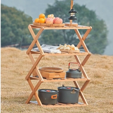 Kệ gỗ đa năng 4 tầng IKEA - Chịu lực, xếp gọn, lưu trữ sách, giày, đồ dùng - Giá 346.000₫