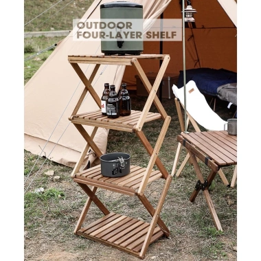 Kệ gỗ đa năng 4 tầng IKEA - Chịu lực, xếp gọn, lưu trữ sách, giày, đồ dùng - Giá 346.000₫