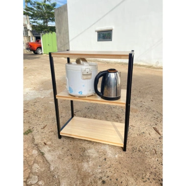 Kệ gỗ khung thép đa năng 60x30cm cho bếp - kê lò vi sóng, giá chỉ 185.000₫
