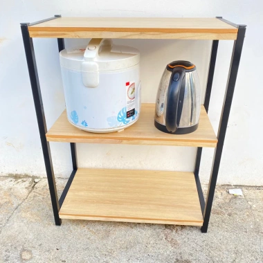 Kệ gỗ khung thép đa năng 60x30cm cho bếp - kê lò vi sóng, giá chỉ 185.000₫
