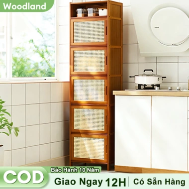 Kệ gỗ tre 4-5 tầng Vintage cổ điển, nhiều ngăn, đẹp cho bếp, phòng khách, phòng ngủ - 368.000₫