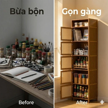 Kệ gỗ tre 4-5 tầng Vintage cổ điển, nhiều ngăn, đẹp cho bếp, phòng khách, phòng ngủ - 368.000₫